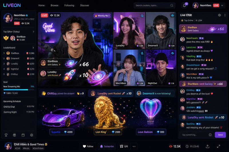 91次元网页浏览器实时直播互动界面,创作者与粉丝零距离实时交流